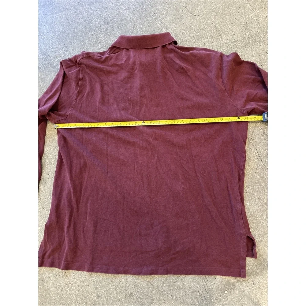 Polo by Ralph Lauren Shirt Men Maroon Sz XXL Long Sleeve 90s Vintage 1/4 Button